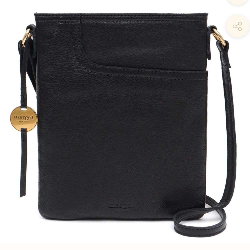 Margot Elegant Black Leather Crossbody Bag